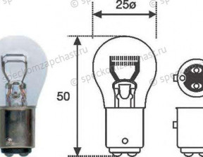 Лампа фонаря заднего (двухконтактная) (P21/4W) BAZ15d на Фиат Дукато - 14145490